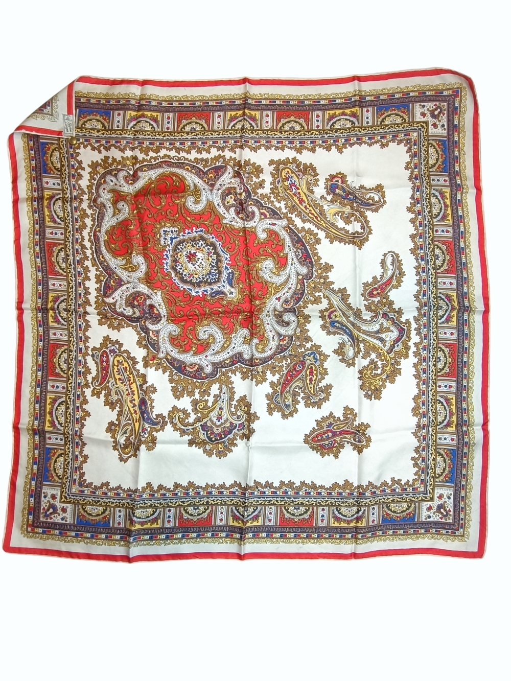 Vintage Bayron Cicogna Milano Silk Scarf Italy Intricate Paisley Medallion